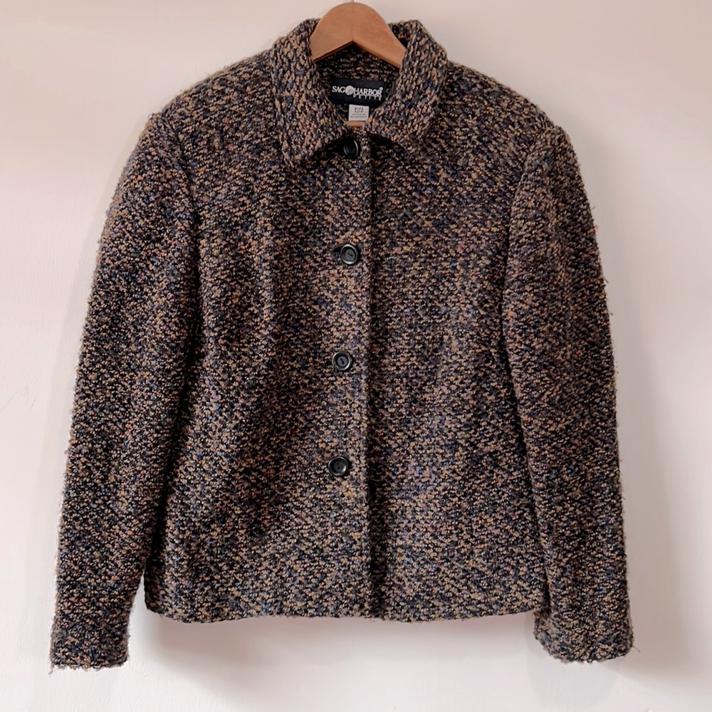 Sag Harbor Petite Tweed Padded Jacket - size 10P